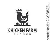 Minimalist simple chicken farm logo template