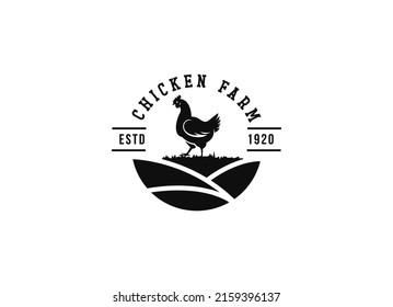 Minimalist and Simple Chicken Farm Logo. For business template illustration. Chicken mascot logo vector, Illustration of chicken.