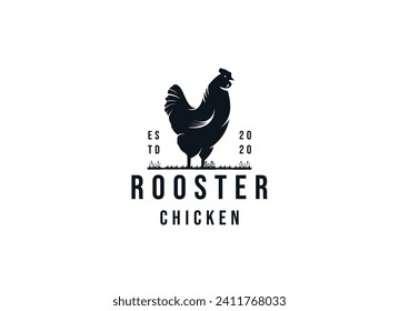 Minimalist and Simple Chicken Farm Logo. For business template illustration. Chicken mascot logo vector, Illustration of chicken.