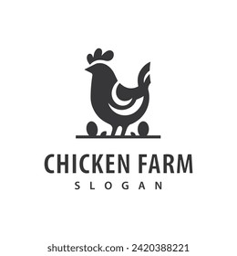 Minimalist simple chicken farm logo template