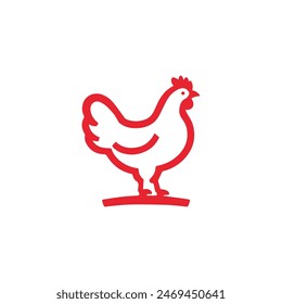 Minimalist and Simple Chicken Farm Logo. For business template illustration. Chicken mascot logo vector, Illustration of chicken.