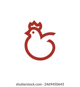 Logotipo minimalista y simple de Chicken Farm. Para ilustración de Plantilla de negocios. Vector del logotipo de la mascota del pollo, ilustración del pollo.