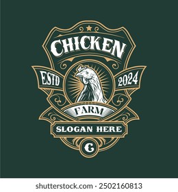 Minimalist and Simple Chicken Farm Logo For business template illustration Chicken mascot logo.
