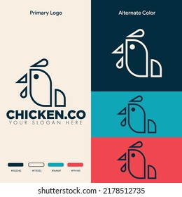 minimalist simple chicken logo design