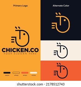 diseño minimalista de logotipo de pollo simple