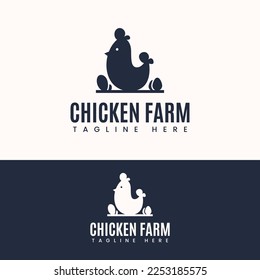 minimalist simple chicken logo template