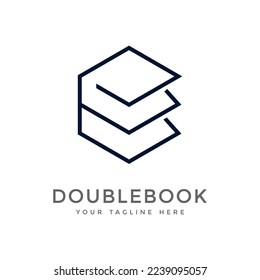 minimalist simple and clean logo modern double book