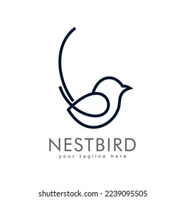 minimalist simple and clean logo modern nest bird