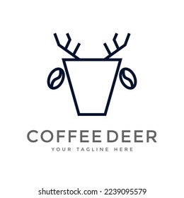 minimalist simple and clean logo modern coffee and deer