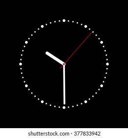 Minimalist simple clock. Clock face. Watch face. Simple watch on a dark background