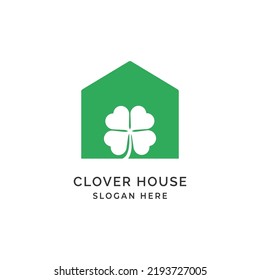 Minimalist Simple Clover Leaf House Home Logo Design Vector Illustration