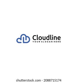 Minimalist simple colorful CLOUD LINE logo design