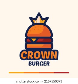 minimalist simple crown burger logo concept