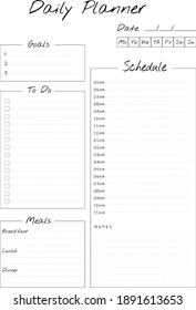 minimalist simple daily planner templates. Business organizer paper sheet. Realistic vector illustration.