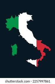Minimalist simple design of Italia maps combining with Italia flag.