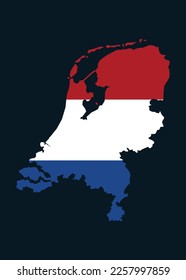 Diseño minimalista sencillo de mapas holandeses que combinan con la bandera holandesa.