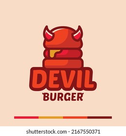 minimalist simple devil burger logo concept