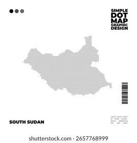 Minimalist and simple dot map of South Sudan for infographic or education