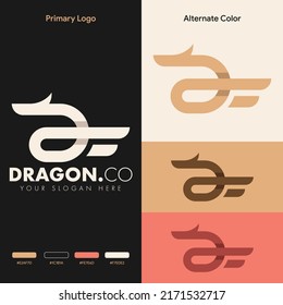 diseño minimalista simple de logotipo de dragón