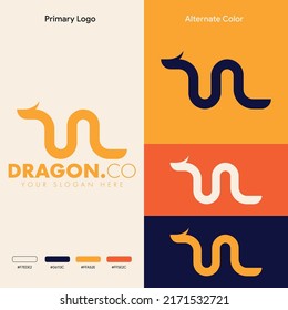 minimalist simple dragon logo design
