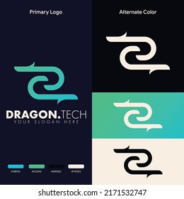 diseño minimalista simple de logotipo de dragón
