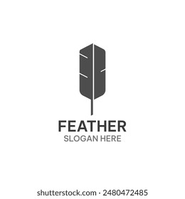 Minimalist and simple feather logo template in flat style. Feather vector illustration