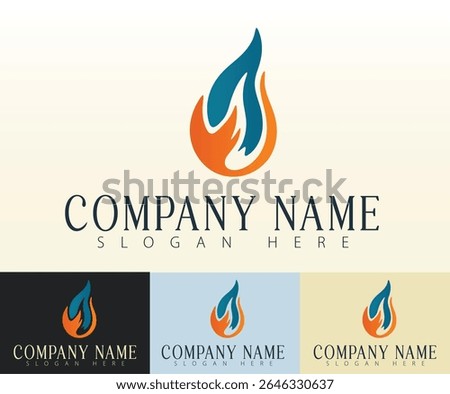 A minimalist simple flame logo design Illustration.