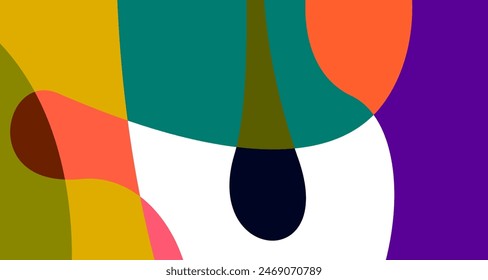 Minimalist simple flat colorful fluid geometric abstract background for summer