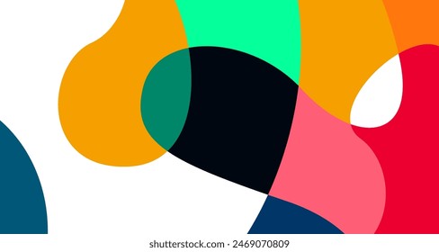 Minimalist simple flat colorful fluid geometric abstract background for summer