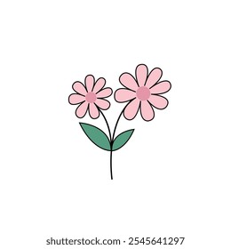 Ilustração minimalista e simples de vetor de flores