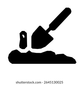 Minimalist Simple Garden Shovel Digging Soil Illustration Symbol Icon