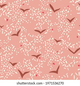 Minimalist simple geometric background. Cut out paper design. Chevron pattern. Birds on the sky.
