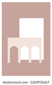 Minimalist Simple Graphic Soft Colored Boho Poster Design. Soft Colored Minimalist Graphic Rectangle Wallpaper Art Poster Template Illustration 