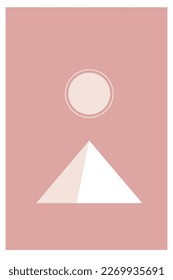 Minimalist Simple Graphic Soft Colored Boho Poster Design. Soft Colored Minimalist Graphic Rectangle Wallpaper Art Poster Template Illustration 