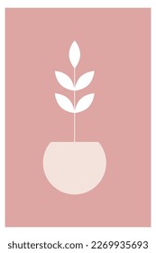 Minimalist Simple Graphic Soft Colored Boho Poster Design. Soft Colored Minimalist Graphic Rectangle Wallpaper Art Poster Template Illustration 