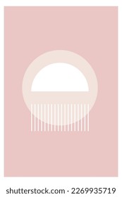 Minimalist Simple Graphic Soft Colored Boho Poster Design. Soft Colored Minimalist Graphic Rectangle Wallpaper Art Poster Template Illustration 