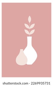 Minimalist Simple Graphic Soft Colored Boho Poster Design. Soft Colored Minimalist Graphic Rectangle Wallpaper Art Poster Template Illustration 