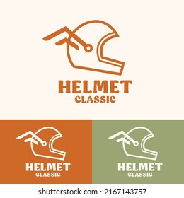 minimalist simple helmet retro logo concept