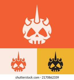 minimalist simple horn skull logo design