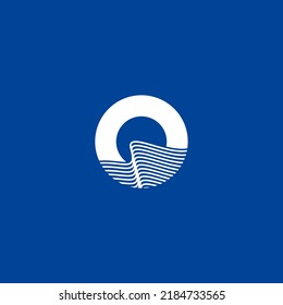 Letra de logotipo simple y minimalista O, icono oceánico, plantilla de logotipo vector de onda oceánica