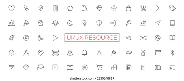 Minimalist and simple looking ui icons set for dark, light mode. Outline isolated user interface elements for night, day themes