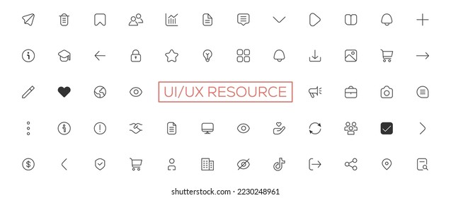 Minimalist and simple looking ui icons set for dark, light mode. Outline isolated user interface elements for night, day themes