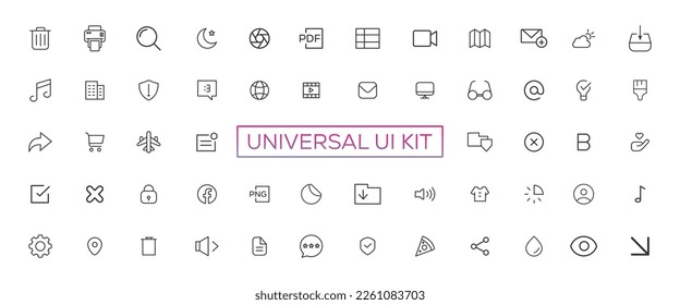 Minimalistische und einfach aussehende iIcons für den dunklen, hellen Modus. Umrissene, isolierte Benutzeroberflächen für Nacht- und Tagesthemen