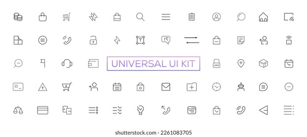 Minimalist and simple looking ui icons set for dark, light mode. Outline isolated user interface elements for night, day themes