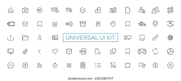 Minimalist and simple looking ui icons set for dark, light mode. Outline isolated user interface elements for night, day themes