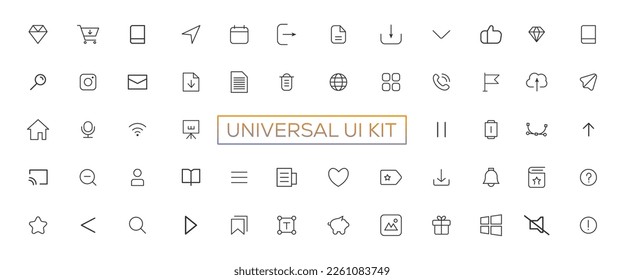 Minimalist and simple looking ui icons set for dark, light mode. Outline isolated user interface elements for night, day themes
