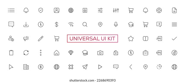 Minimalist and simple looking ui icons set for dark, light mode. Outline isolated user interface elements for night, day themes