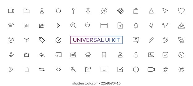 Minimalist and simple looking ui icons set for dark, light mode. Outline isolated user interface elements for night, day themes