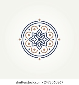 minimalist simple mandala line art icon logo vector illustration design