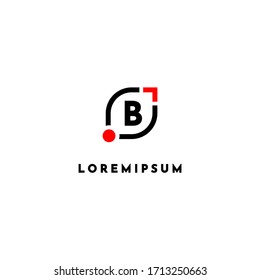 diseño minimalista y moderno de letra B con logotipo en rojo y negro.